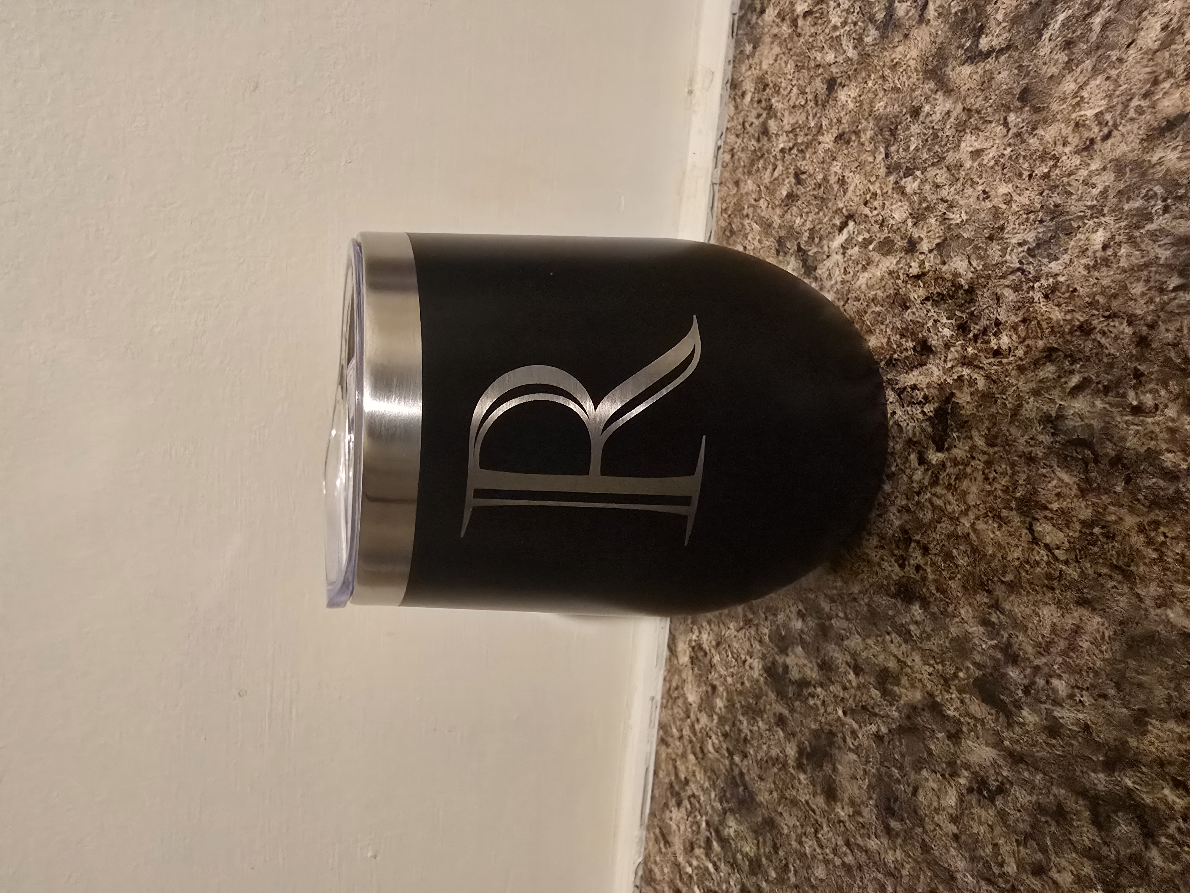 Engraved monogram stainless tumbler